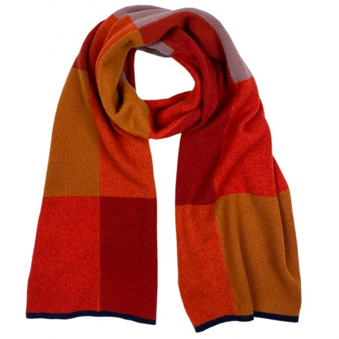 colour block scarf oranges and reds